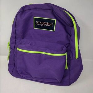 Jansport Vibrant Purple and Lime Backpack Vintage 90’s Y2K Retro Classic